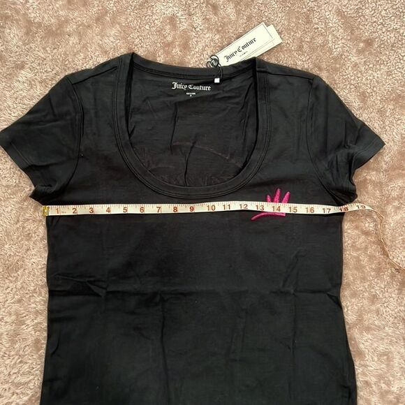 NWT Juicy Couture Black Licorice Embroidered "Stay Juicy" Logo Tee Fitted Size M - Picture 4 of 9